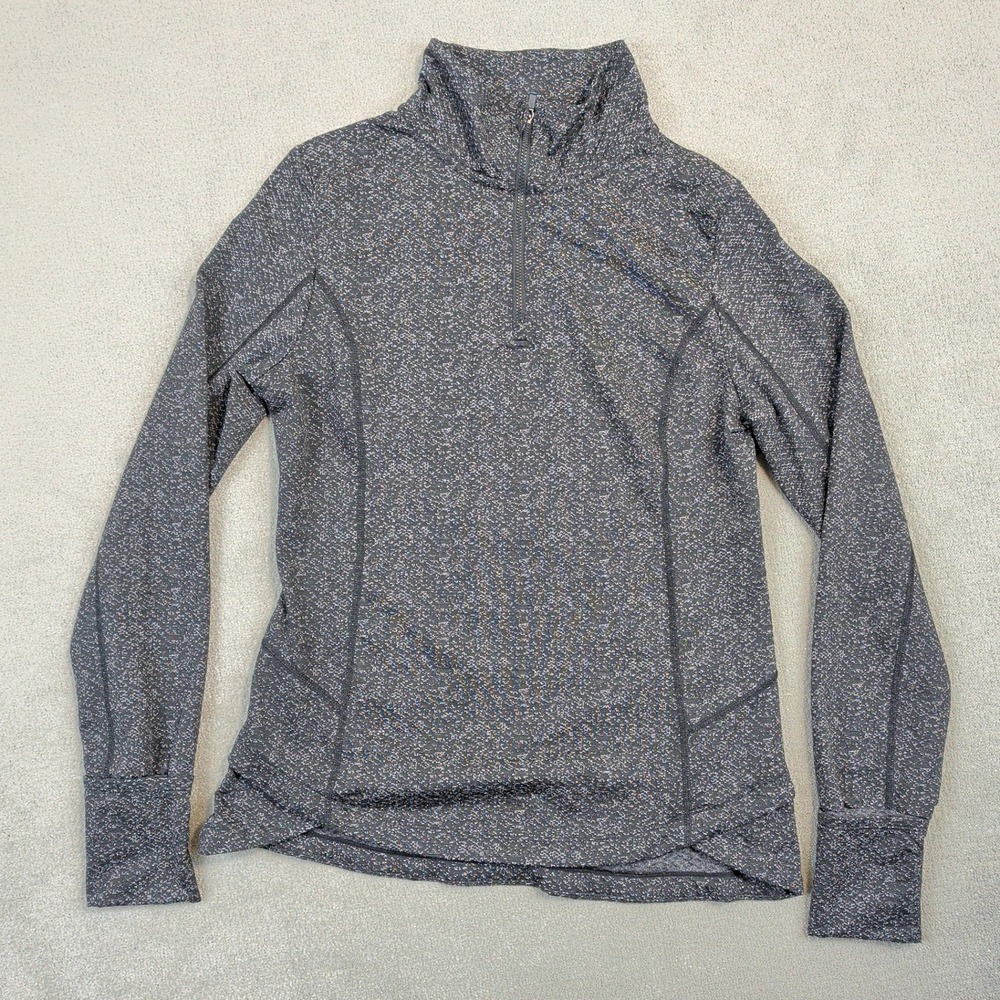 Mondetta 1/4 Zip Pullover Women Size M Gray Space Dye Thumbhole Activewear Top